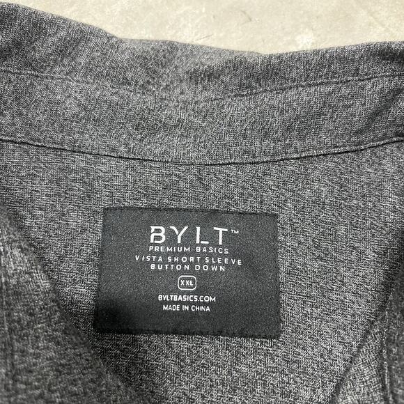 BYLT Shirt Mens 2XL Gray Vista Short Sleeve Button Down Lightweight Preppy - Picture 7 of 7